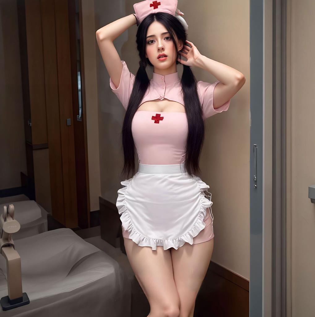 Sexy Lingerie Pure Desire Nurse Uniform Lace Bow Heart Perspective Cos Maid Sexy Suit