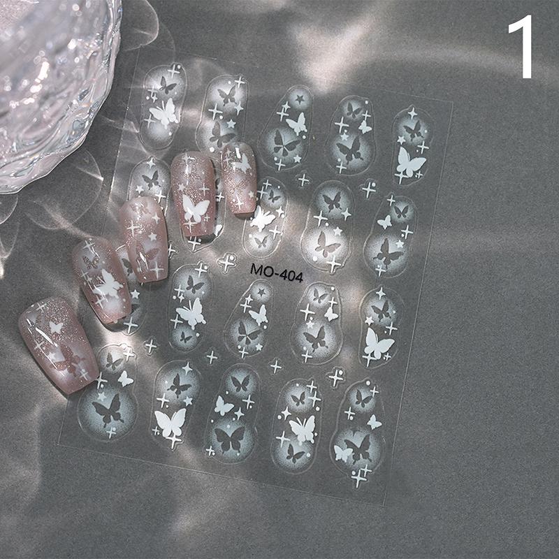 Hollow Out Spray Painted Star Butterfly Nail Stickers Transparent White Pentagram Wearing Nail Stickers Decorations