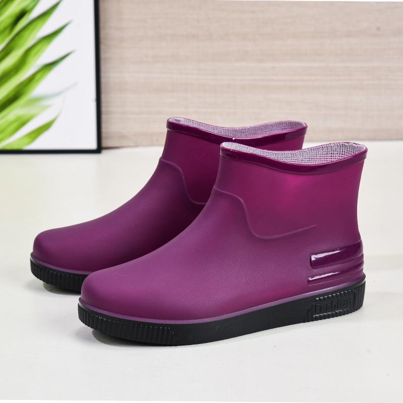 New Fashionable Women's Low-tube Rain Boots Warm and Non-slip Short Tube Water Shoes Beef Tendon Sole Wear-resistant Adult Water Shoes