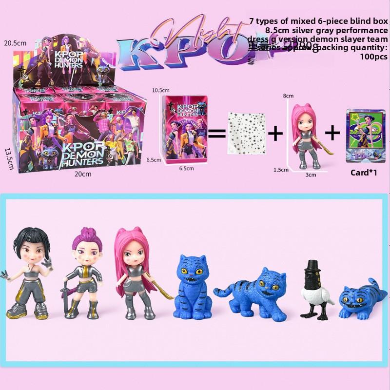 K-Pop Новая группа девушек-охотниц на демонов Мужская группа Фигурка Модель Слепая коробка Tide Play Кукла Украшение