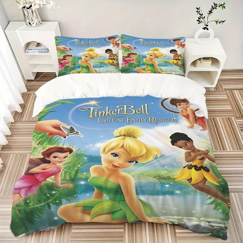 Tinker Bell'S Fairy Adventure Print 3Pcs Bedding Setduvet Cover With 2 Bedropillowcase Home Birthday Gift