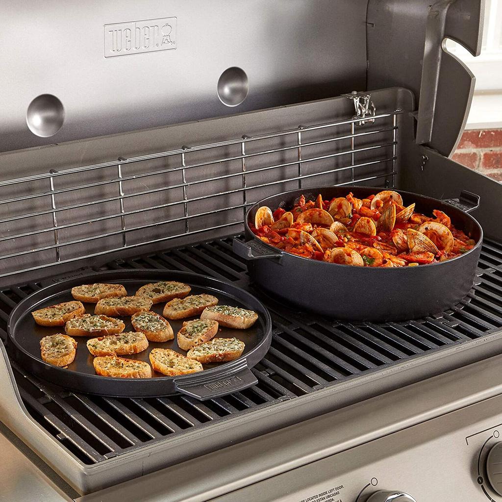 Weber Dutch Oven Duo Grill Cast Iron Plate, [2-Year Warranty]