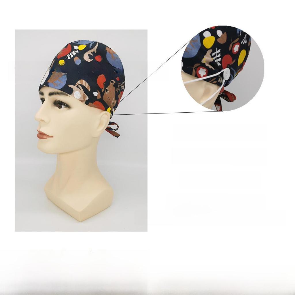 Solid Color Embroidered Surgical Cap - Nurse, Gourd, Scrub, and Baotou Styles with Custom Logo.