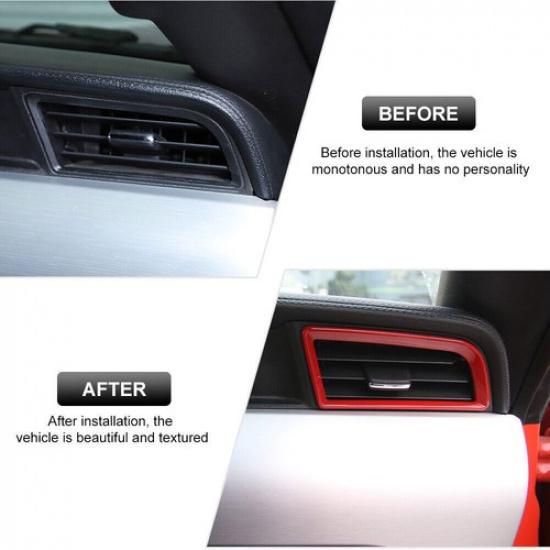 Console Side Outlet Vent Frame Cover 2PCS For Ford Mustang 2015- Bright Red