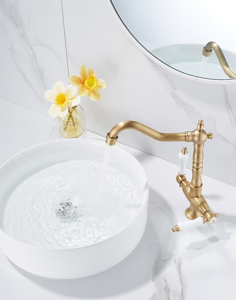 Европейский дворянский высокий смеситель для ванной комнаты, смеситель для раковины, кран для ванны, две ручки, смеситель для горячей и холодной воды, кран для раковины