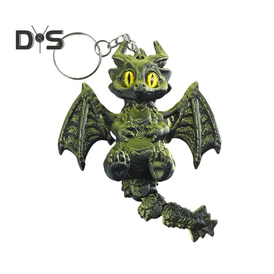 Брелок с крыльями дракона, напечатанный на 3D-принтере, с движущимся хвостом, сумки, багаж, школьные ранцы, интерьеры автомобилей