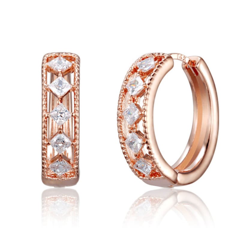 CRANNE Серьги-кольца с квадратным камнем 14K, застежка-щелчок C24EGP207