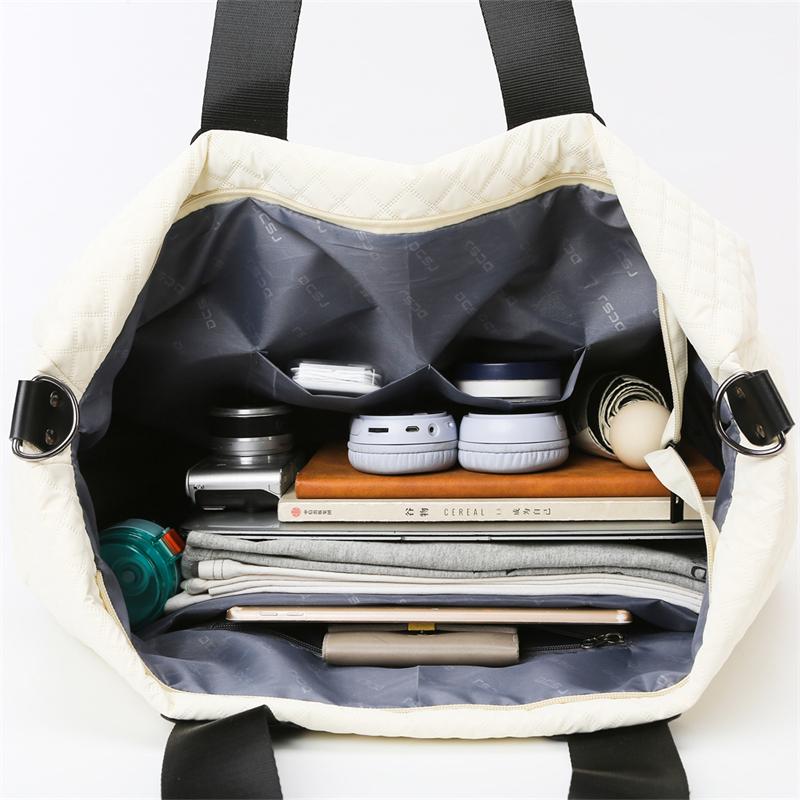 Женская стеганая дорожная сумка-даффл большой вместимости с ромбовидным узором, однотонная сумка для ночевки с несколькими карманами, женская сумка-тоут для отдыха