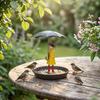 Umbrella Girl Bird Feeder Outdoor Decorative Hummingbird Feeder And Bird Bath Hanging Metal Platform Seeds Tray for Courtyard Balcony Garden