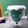 1 Pack 300ml/10 15oz Christmas Cup  Christmas Tree Glass with Snowflake Lid and Handle   Double Wall Insulated Glass Christmas