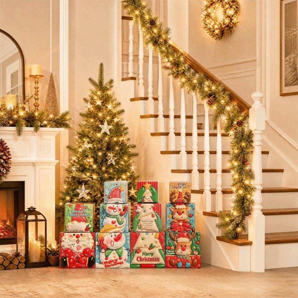 3pcs Snowman Christmas Gift Box Santa Claus Xmas Decor Christmas Storage Box Tabletop Decor