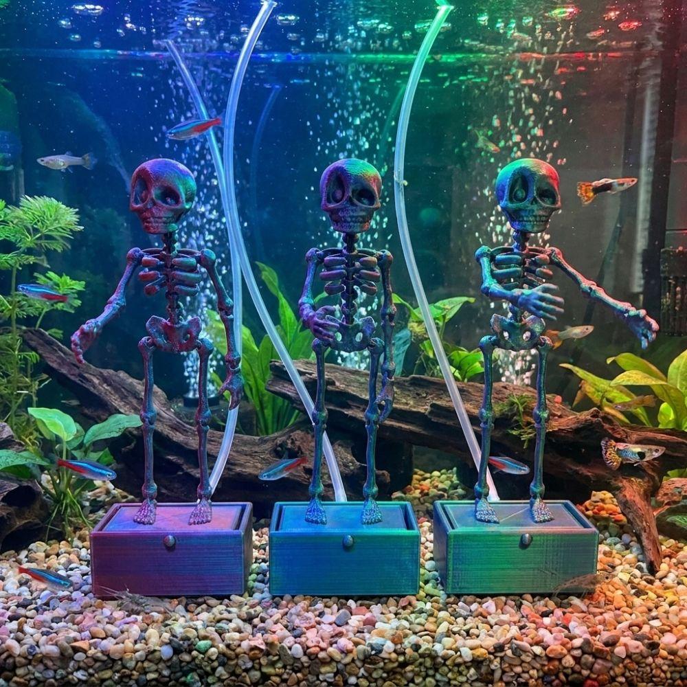 Air Pump Driven Dancing Skeleton Aquarium Bubbler Water Wiggling Skeleton Decor Aquatic Products