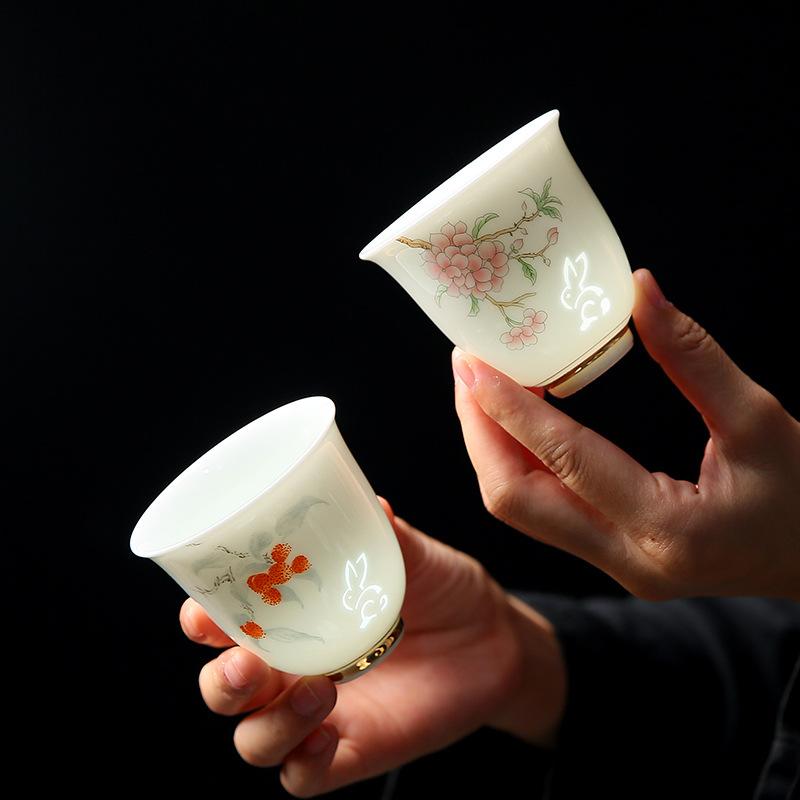 High-end Dehua White Porcelain Linglong Personal Special Master Cup Kung Fu Small Teacup Tea Set