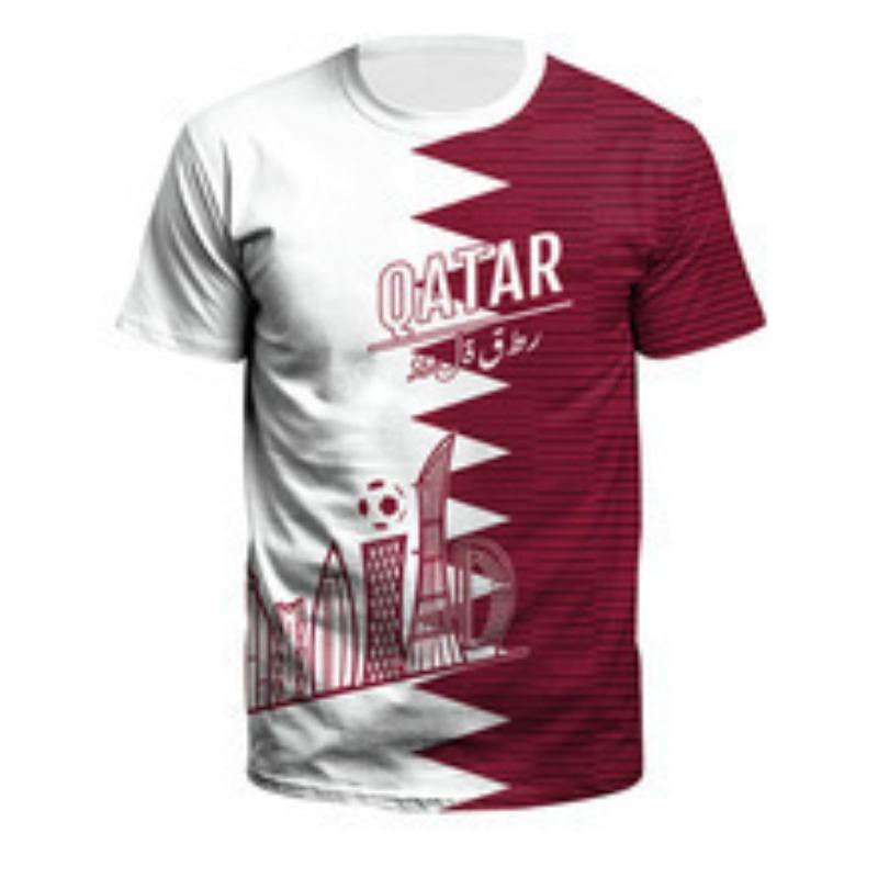Qatar Football World Cup Fan Cheering Digital Printed Short Sleeved Needle Eye T-shirt