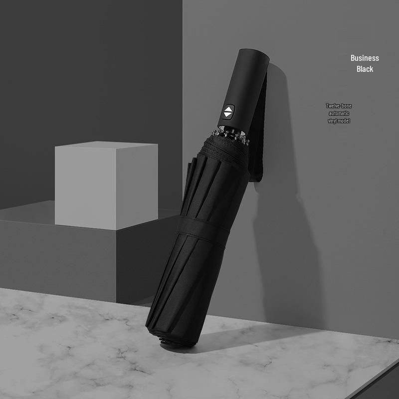 Полностью автоматический трехслойный зонт с черным клеем и защитой от УФ-лучей с логотипом для дождя или солнца