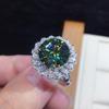 Cao Shi Kuaishou Douyin Live Blue-Green Zircon Ring: Imitation Maldives Shine