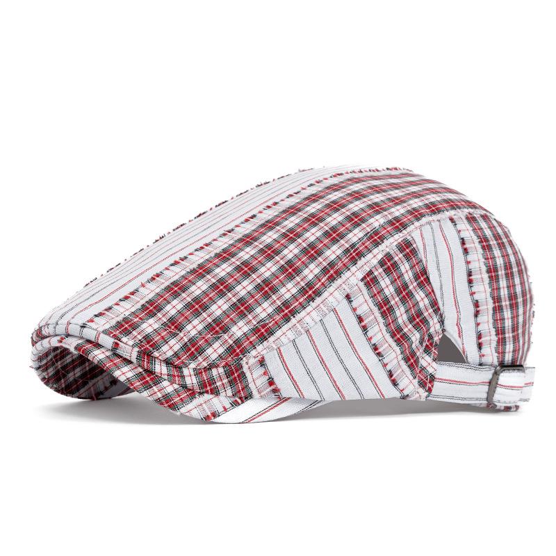 Берет британский ретро цветной блок кепка женская летняя клетчатая кепка газетчика