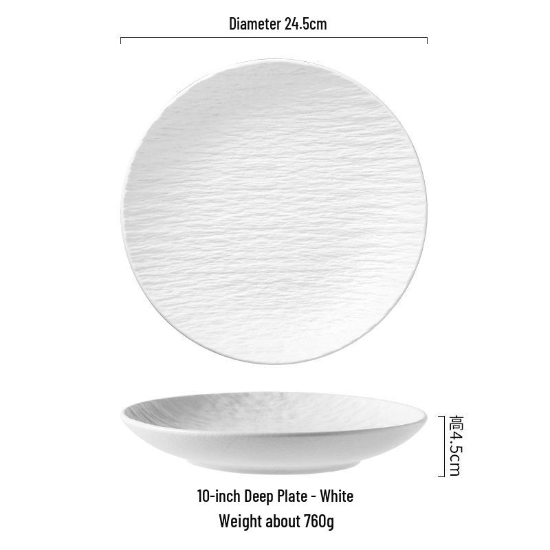 Керамическая обеденная тарелка с японским каменным узором – Премиальное блюдо для стейка и салата