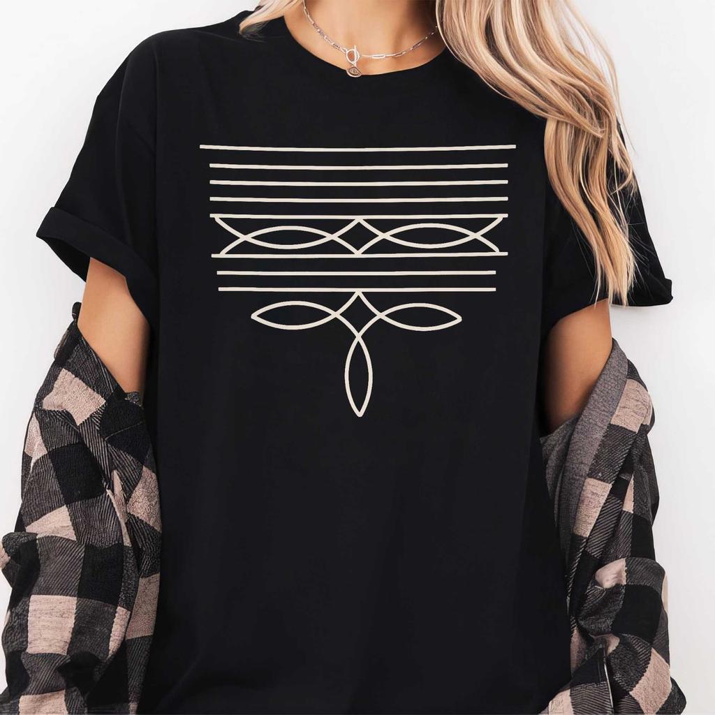 Cowgirl Western Graphic T-Shirt, Vintage Cowboy Boot Stitch Style Tee