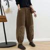 Women Corduroy Plus Plush Harem Pants Autumn Winter High Waist Baggy Trousers Warm Lined Vintage Trousers