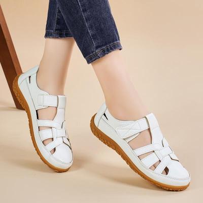 Летние сандалии ретро больших размеров: Женские пляжные туфли на липучке с мягкой подошвой