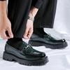 Men's Thick Soled Casual Leather Shoes Office Mens Leisure Business Men's Brand Formal Shoes Wedding Party Slip On Loafer
