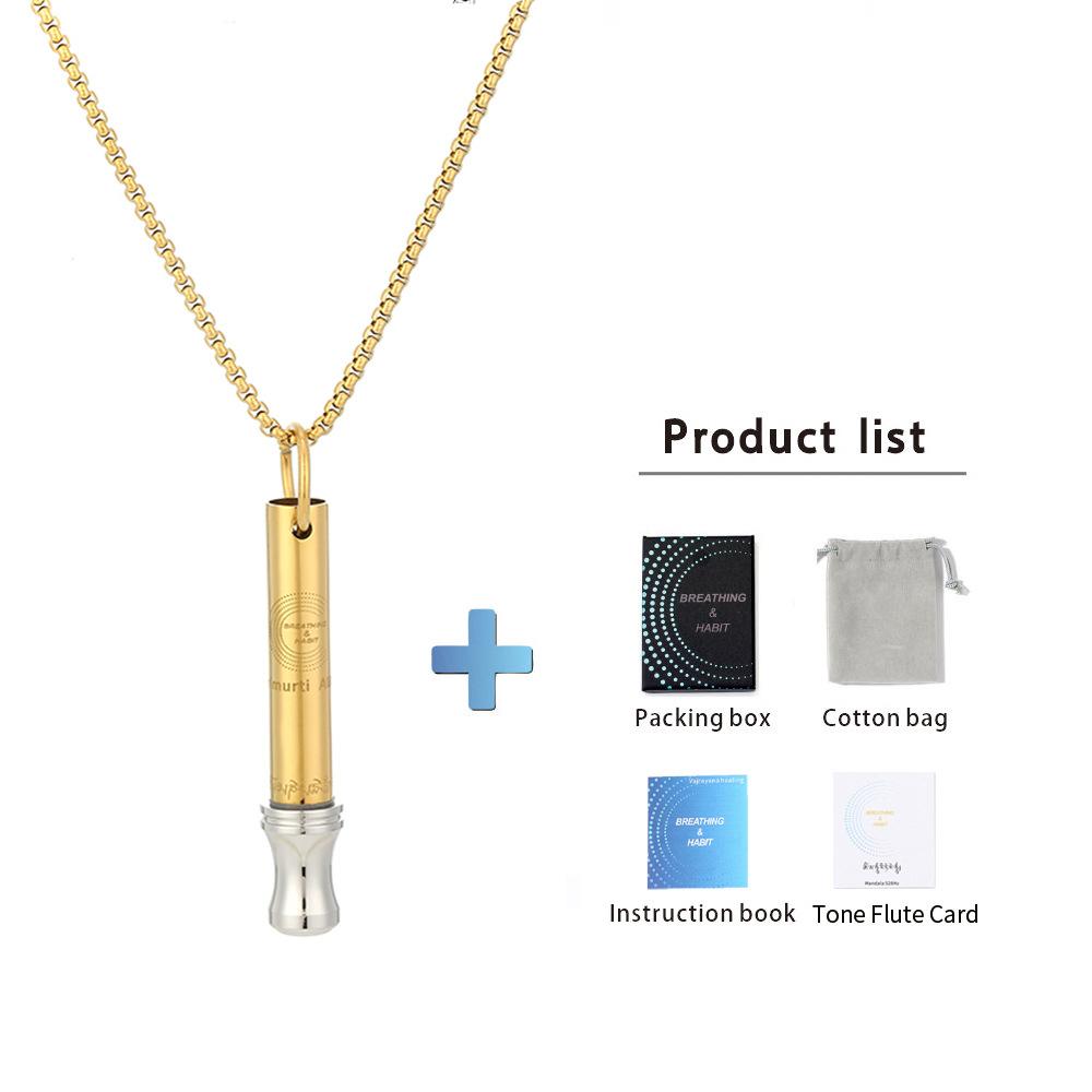 Mindful Breathing Whistle Necklace Round Tube Pendant For Anxiety Relief