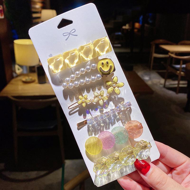 Простая челка Морская заколка Зажим в виде слова Сетка Красный темперамент Жемчужный кристалл Задняя часть головы Ложка Верхняя застежка Боковой зажим Комбинированный набор