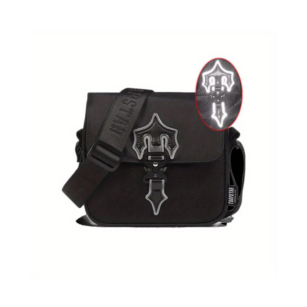 Reflective T Crossbody Bag Trap Star Style Messenger Bag Buckle Decor Flap Shoulder Bag