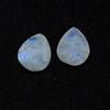 13X16MM Natural Rainbow Moonstone Checker Cut Pear Gemstone 2Pcs Lot 17Cts. RML-387