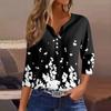 Women's T Shirt Tee Print Button 3/4 Sleeve Daily Weekend Fashion Basic V- Neck Regular Top