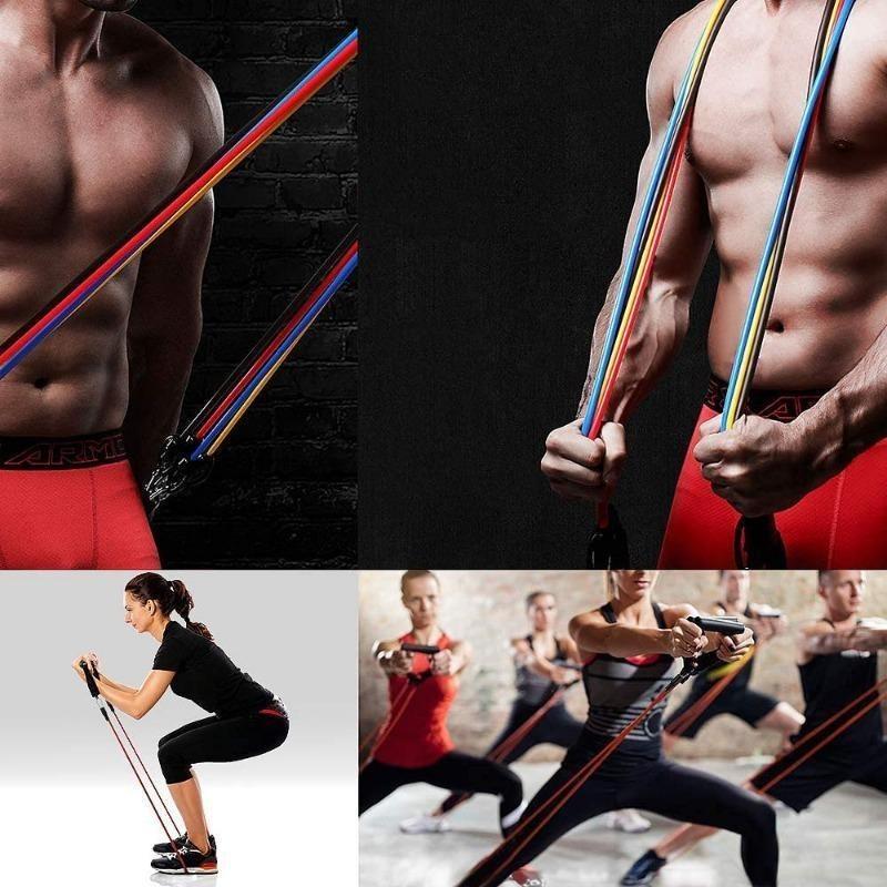 11pcs Resistance Bands Set Bodybuilding Exercise Equipment Fitness Elastic Rope Strength Training Tensioner Workout Expander