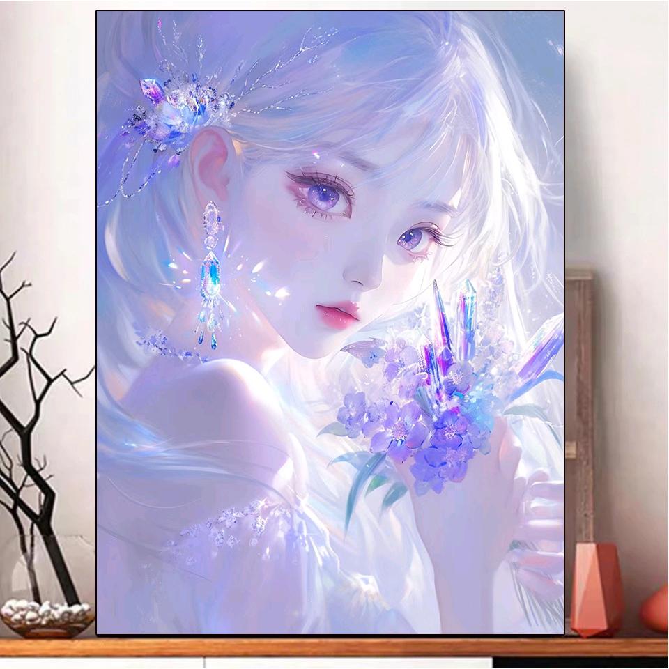 5D DIY Алмазная картина Женщина Девушка Портрет Полный квадрат Круглая девушка Мозаика Цветочная вышивка Мультфильм Рукоделие Украшение стены
