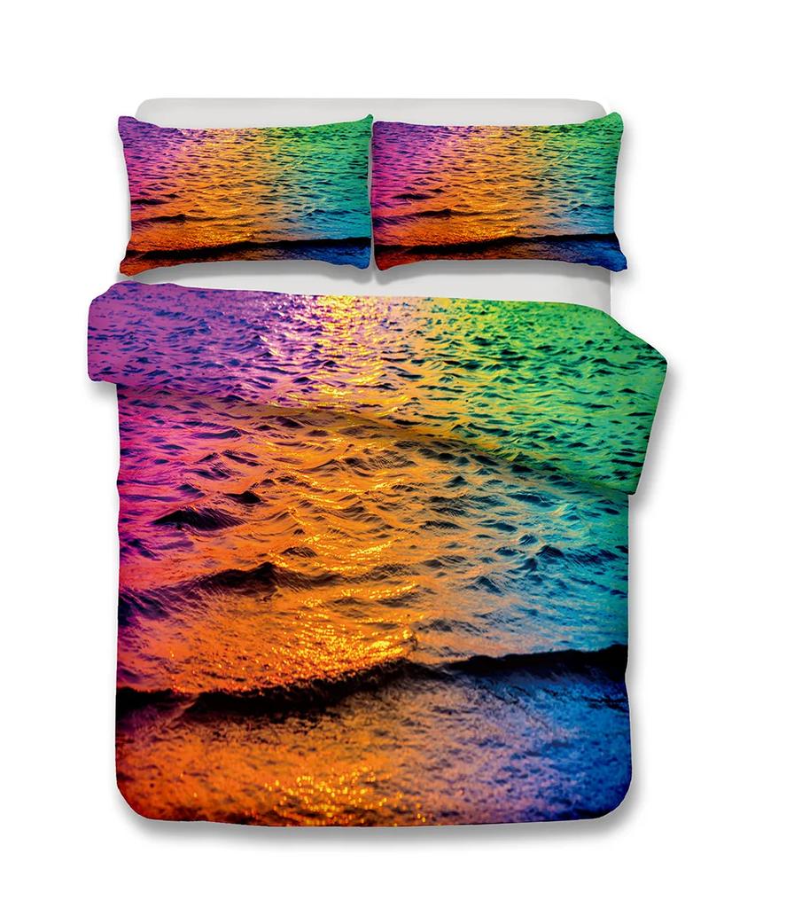 Пейзажные комплекты пододеяльников Супермягкое постельное белье Золотой комплект постельного белья Комплекты чехлов для кроватей US King 259x229 .EU Double 200x200 Постельное белье