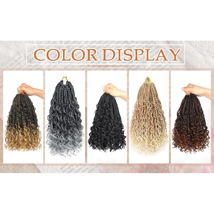 8 упаковок Goddess Box Braids Крючком Синтетические 10 дюймов Бохо Крючком Коробчатые Косы С Завитыми Концами Наращивание Волос Коробчатые Косы