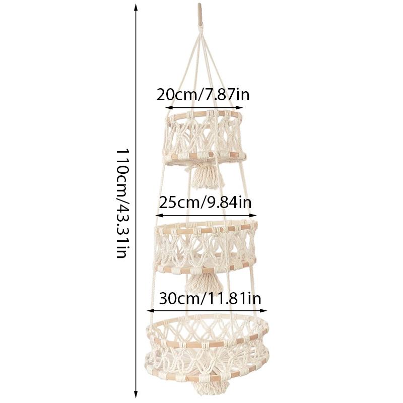 Macrame Wall Hanging Basket Storage Basket Decoration Rope Weaving Flower Pot Plant Hanger Hammock Organizer Bohemian Home Decor