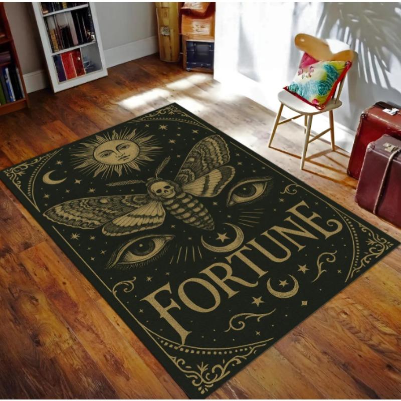 Фиолетовый Коврик Солнце и Луна Астрологический Коврик для Прихожей с Космическими Планетами, Звездами и Бохо Стилем для Входов или Комнат Напольные Коврики