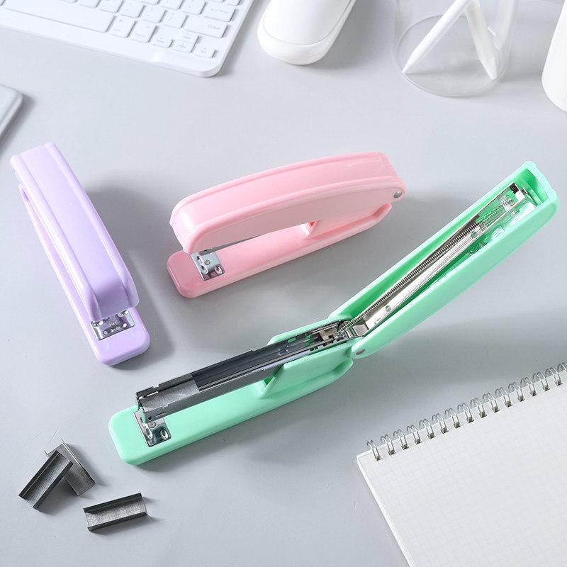 Large Macaron Color Desktop Stapler, Universal 12-Needle, Labor-Saving Design