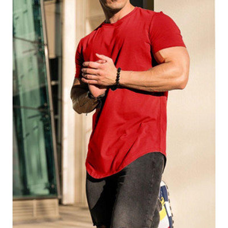 High Street European and American Men's Muscle below the Hip Brother Short Sleeve T-shirt