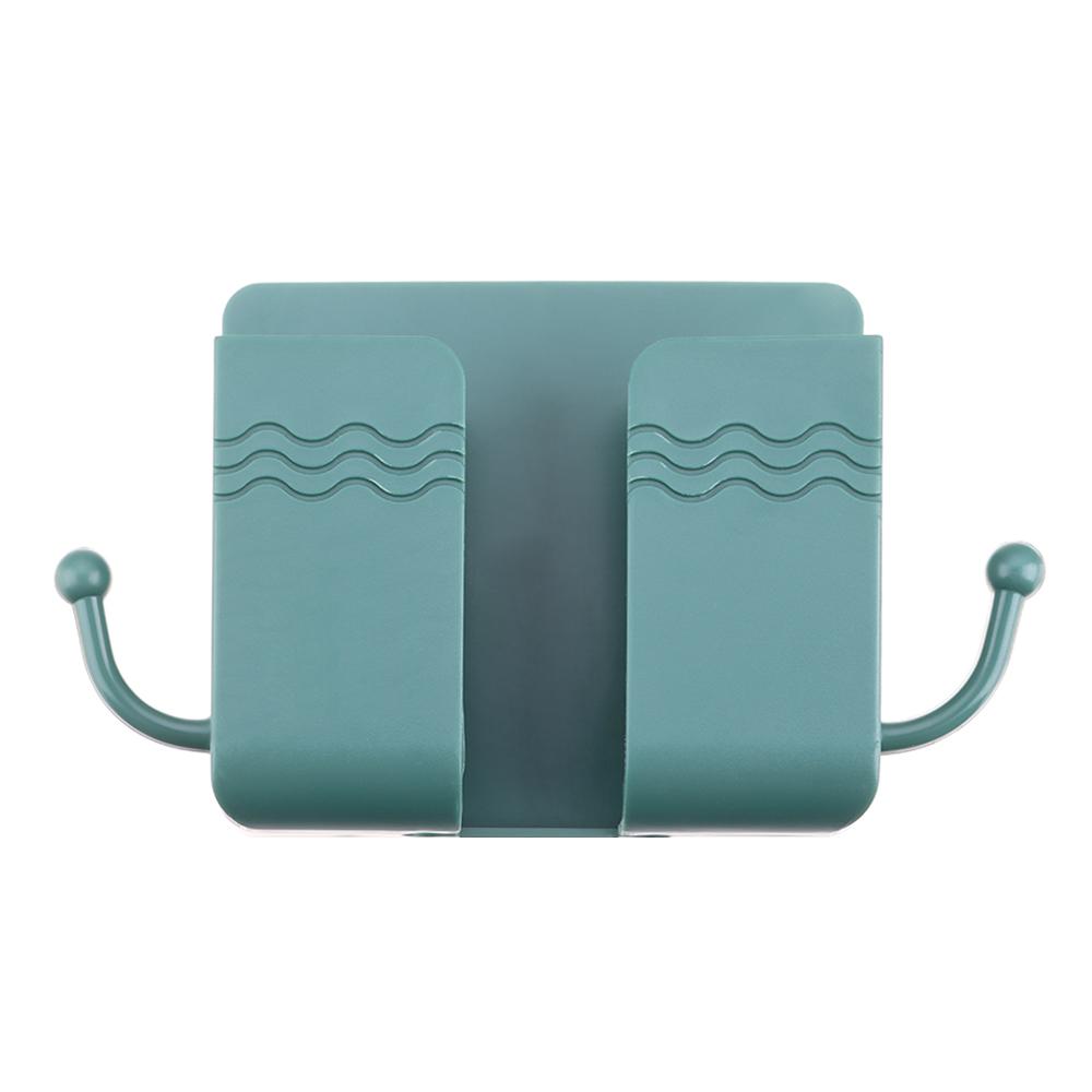 Phone Organizer Box with Adhesive Phone Holder Data Cable Hooks Phone Stand Telecontroller Storage