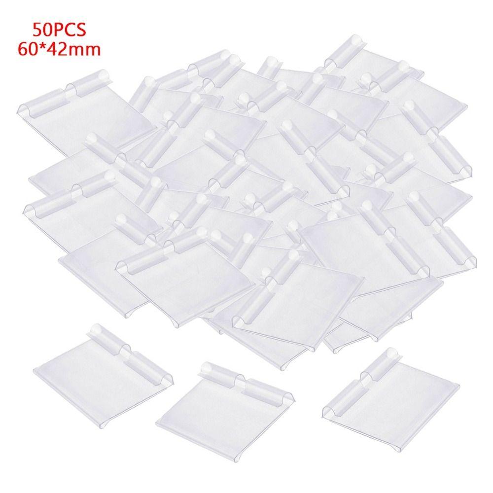 50PCS Plastic Label Holder Transparent Label Display Sidebar New Price Tag Holder  Mall