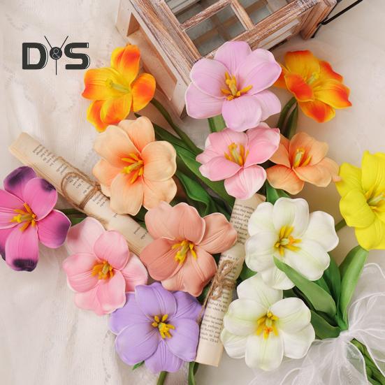 Букет из искусственных тюльпанов, реалистичные искусственные цветы, домашний декор, композиция из искусственных тюльпанов с гибкими стеблями