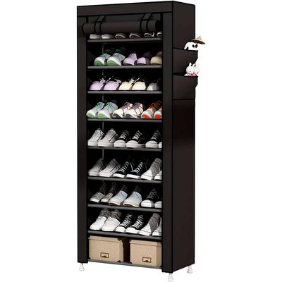 Тканевый шкаф для обуви с дверцей на молнии и боковыми карманами Home 160x88x30см 27 пар