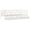 Daybed with Drawers White 90x200 cm Pine Wood