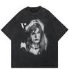 2024 Streetwear Pretty Girl Graphic Unisex T-Shirt Cotton Washed Black Tshirt Unisex Tops Tees Summer Short Sleeves T Shirt