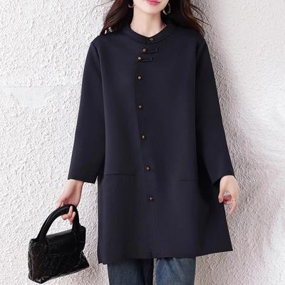 Женская мода Свободная рубашка в стиле ретро средней длины 2025 Осень Новый стиль Повседневный топ