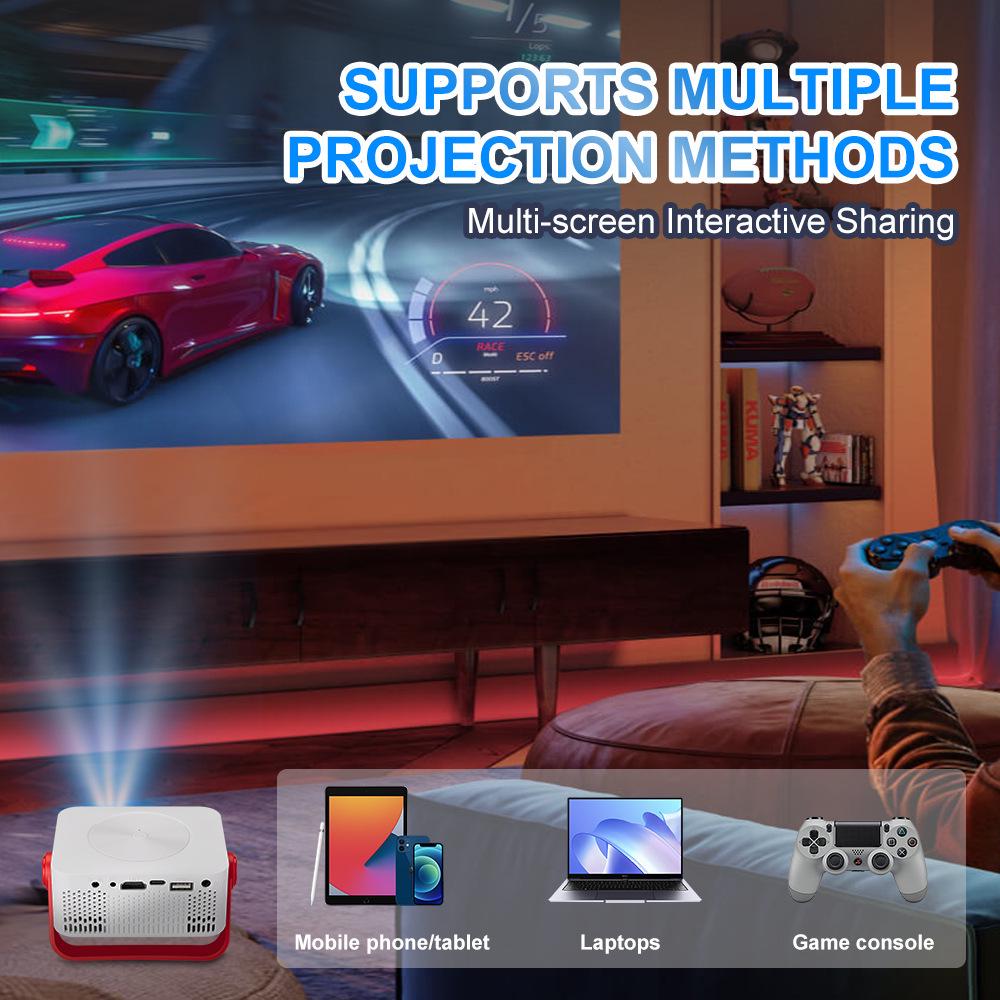 Портативный HD-проектор M60 1080P с Wi-Fi и функцией зеркалирования экрана, легкий, для домашнего использования