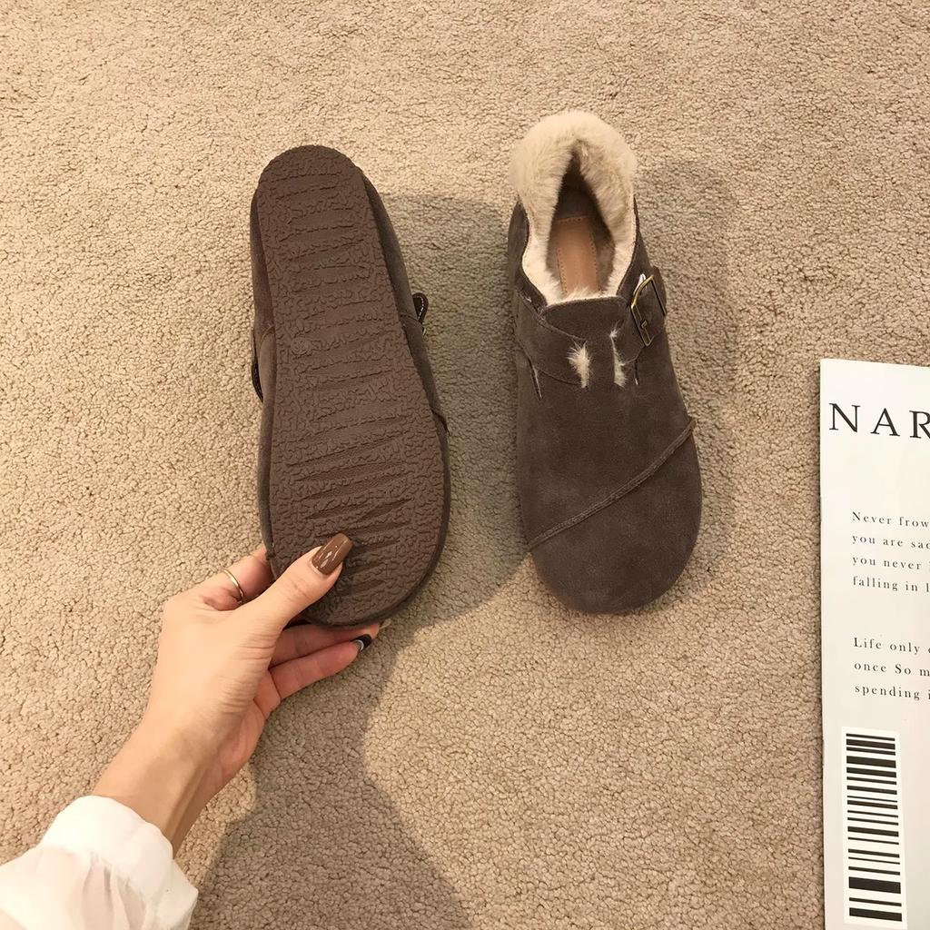 Повседневная женская обувь Ботинки из хлопка с круглым носком и мягкими мокасинами Меховая женская обувь Зимние мягкие кожаные теплые женские ботинки