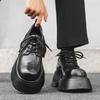 New Men's Leather Shoes Platform Height Increase Casual Versatile Youth Derby Tooling Small Leather Shoes Men's Shoes 16771-J