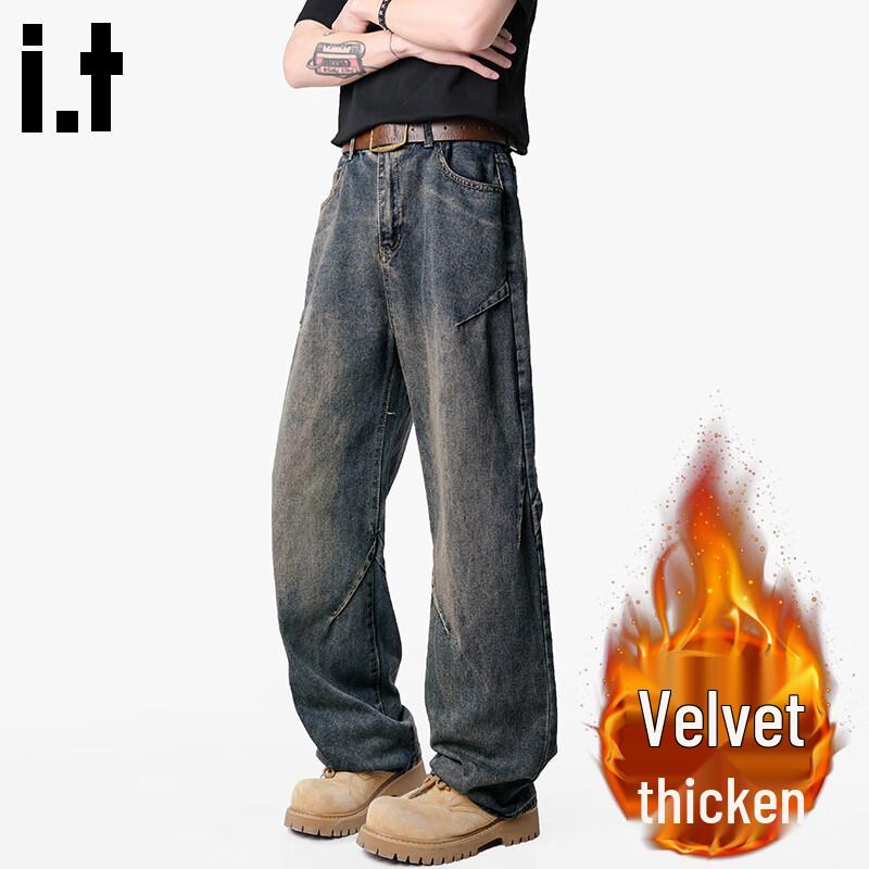 CHOCOOLATEit Мужские винтажные широкие прямые джинсы